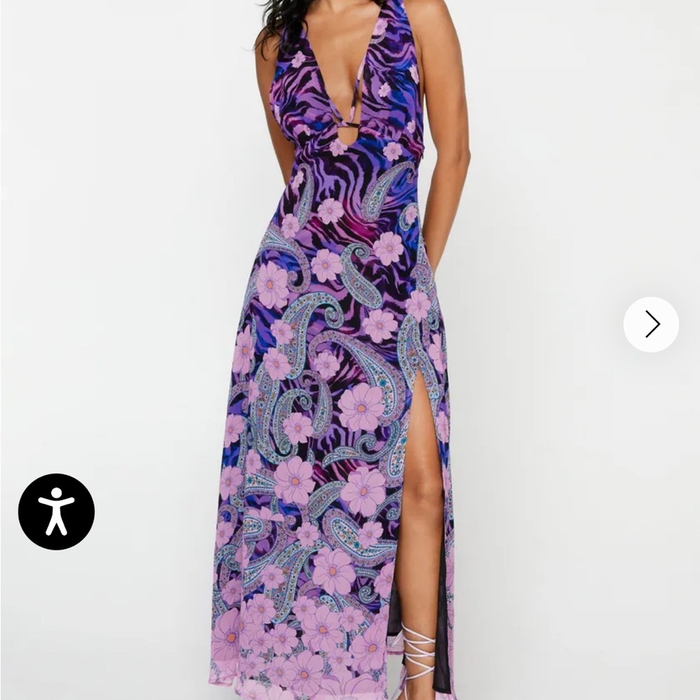 Nasty Gal Purple and Pink Floral Maxi Dress